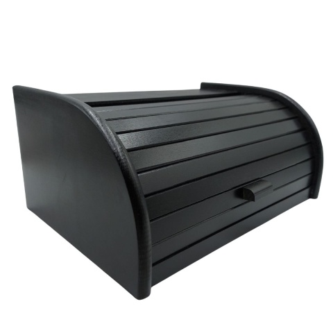 Chlebak Drewniany Czarny Duży Klasyczny Pojemnik na Pieczywo, polski, bukowy