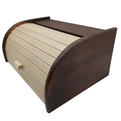 Chlebak Drewniany Czarny Duży Klasyczny Pojemnik na Pieczywo, polski, bukowy