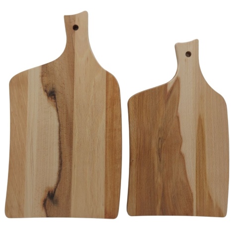 Zestaw Dwóch Desek do Krojenia z Bukowego Drewna – Nowoczesny Kształt, Wygodna rączka