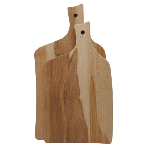 Zestaw Dwóch Desek do Krojenia z Bukowego Drewna – Nowoczesny Kształt, Wygodna rączka