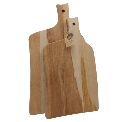 Zestaw Dwóch Desek do Krojenia z Bukowego Drewna – Nowoczesny Kształt, Wygodna rączka