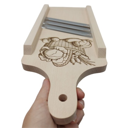 Szatkownica do Kapusty i Warzyw Drewniana z Rączką | Trzy Ostrza | Grawer