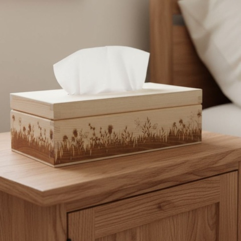 Drewniany Chustecznik z Wieczkiem – Naturalny Design, YOLLI Polska