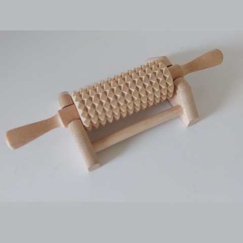 Drewniany Masażer Na Stojaku - Antycellulitowy Wałek Do Ciała i Stóp