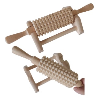 Drewniany Masażer Na Stojaku - Antycellulitowy Wałek Do Ciała i Stóp