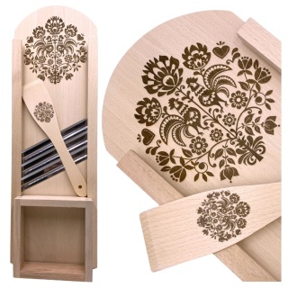 Szatkownica Do Kapusty 3 Ostrza Drewniana Z Grawerem Solidna Tarka + Łopatka