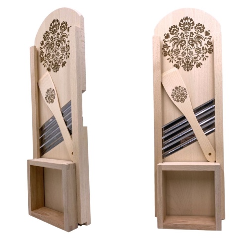 Szatkownica Do Kapusty 3 Ostrza Drewniana Z Grawerem Solidna Tarka + Łopatka