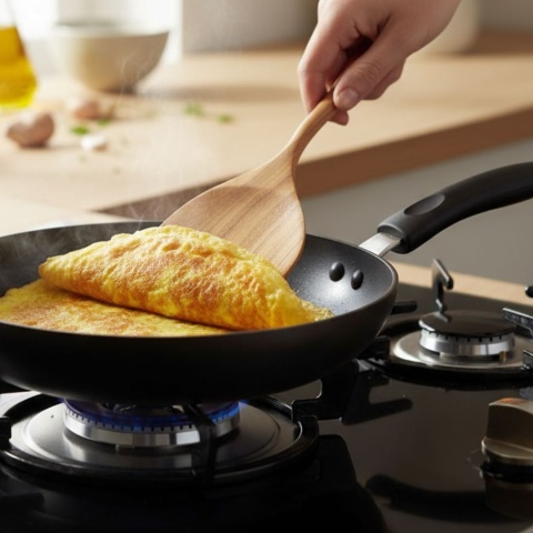 Duża Łopatka Do Obracania Drewniana Asymetryczna Szeroka Do Naleśników