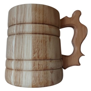 Kufel Dębowy 600 ml z rączką i wkładem ze stali – do piwa i grzańca