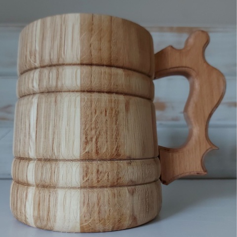 Kufel Dębowy 600 ml z rączką i wkładem ze stali – do piwa i grzańca