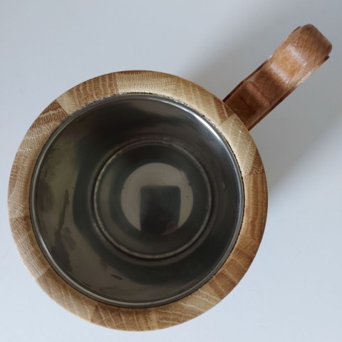 Kufel Dębowy 600 ml z rączką i wkładem ze stali – do piwa i grzańca