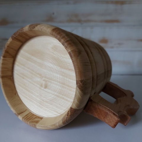 Kufel Dębowy 600 ml z rączką i wkładem ze stali – do piwa i grzańca