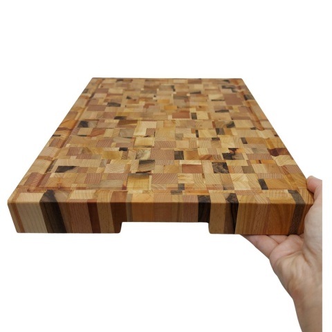 Deska do Krojenia Sztorcowa Luksusowa END GRAIN z Rowkiem na Soki – Drewniana, olejowana, premium