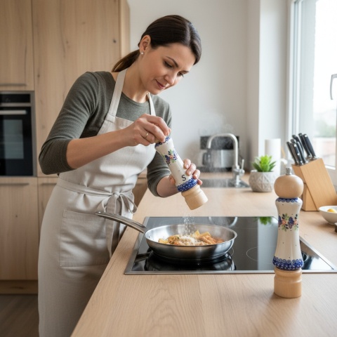 Młynek Do Pieprzu Soli Zestaw Młynków Do Przypraw Drewniano-Ceramiczny