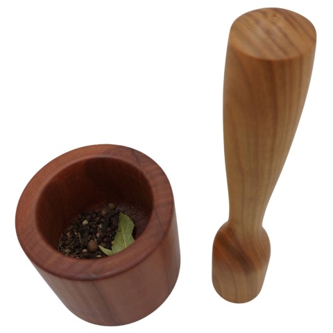 Moździerz Drewniany z Tłuczkiem | czereśniowy, polski, naturalny, olejowany