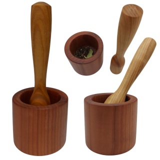 Moździerz Drewniany z Tłuczkiem | czereśniowy, polski, naturalny, olejowany