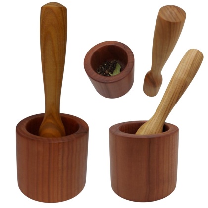 Moździerz Drewniany z Tłuczkiem | czereśniowy, polski, naturalny, olejowany