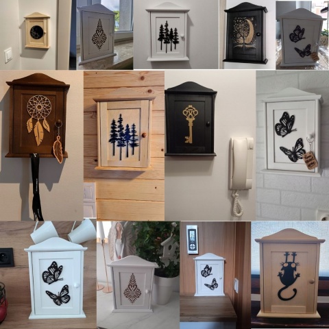 Szafka Na Klucze Czarna Mała Skrzynka Domek Dla Kluczy Kasetka Dekoracja