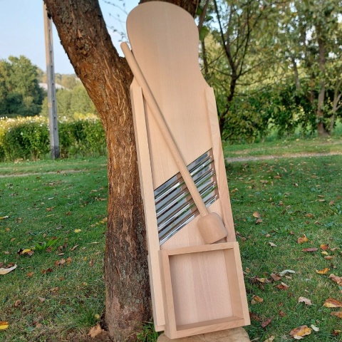 Szatkownica do Kapusty Bardzo Duża - Ostre 4 Ostrza, Szufladka, Bukowe Drewno