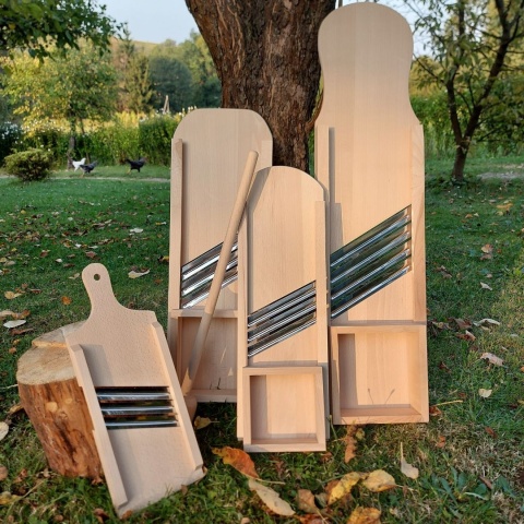 Szatkownica do Kapusty Bardzo Duża - Ostre 4 Ostrza, Szufladka, Bukowe Drewno