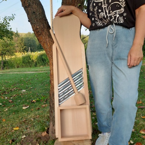 Szatkownica do Kapusty Bardzo Duża - Ostre 4 Ostrza, Szufladka, Bukowe Drewno