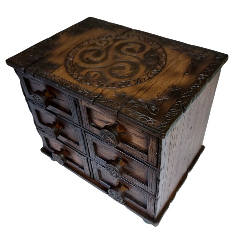 Szkatułka z Szufladkami Ręcznie Robione Pudełko Drewniane Rękodzieło