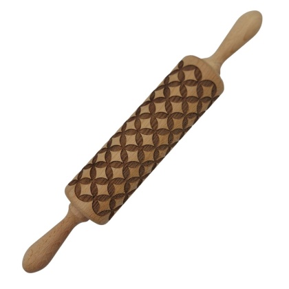 Obrotowy Wałek Drewniany ze Wzorem do Ciastek i Pierniczków