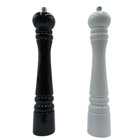 Zestaw 2 drewnianych młynków do przypraw biały + czarny połysk 32 cm