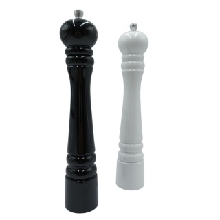 Zestaw 2 drewnianych młynków do przypraw biały + czarny połysk 32 cm