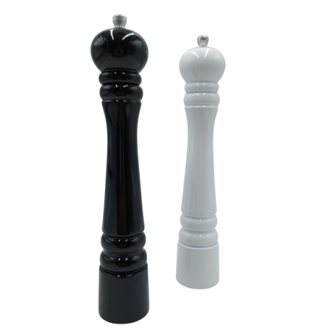 Zestaw 2 drewnianych młynków do przypraw biały + czarny połysk 32 cm