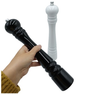 Zestaw 2 drewnianych młynków do przypraw biały + czarny połysk 32 cm