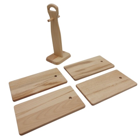 Małe Deski do Krojenia w Stojaku | Zestaw 4 Deseczek Bukowych