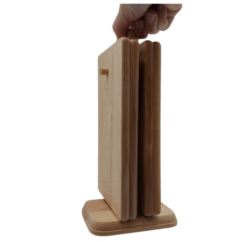 Małe Deski do Krojenia w Stojaku | Zestaw 4 Deseczek Bukowych