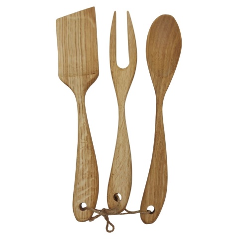 Zestaw Drewnianych Przyborów Kuchennych z Dębu – 3 Elementy