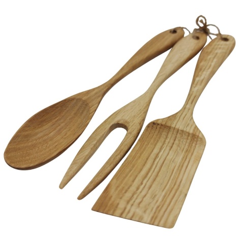 Zestaw Drewnianych Przyborów Kuchennych z Dębu – 3 Elementy