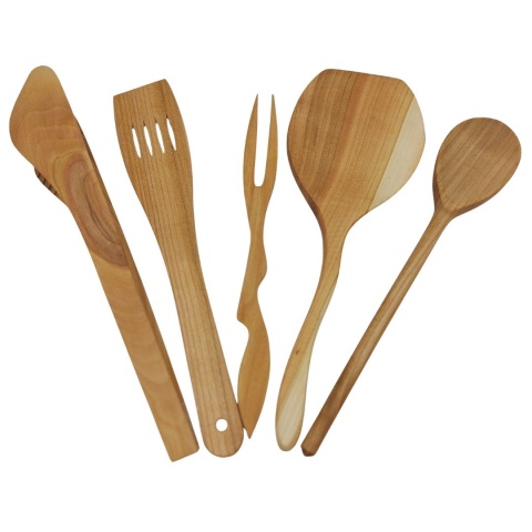 Zestaw Kuchenny z Drewna Czereśniowego Wiaderko z Akcesoriami do Gotowania