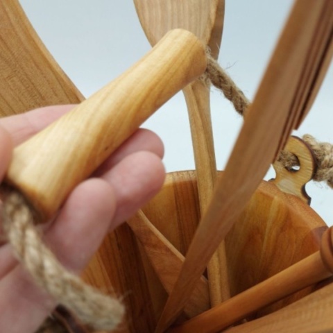 Zestaw Kuchenny z Drewna Czereśniowego Wiaderko z Akcesoriami do Gotowania