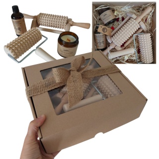 Zestaw Prezentowy dla Kobiety i Mężczyzny Prezent w Pudełku Masażer, Olej, Świeczka