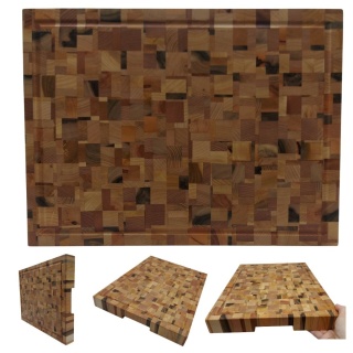 Deska do Krojenia Sztorcowa Luksusowa END GRAIN z Rowkiem na Soki – Drewniana, olejowana, premium