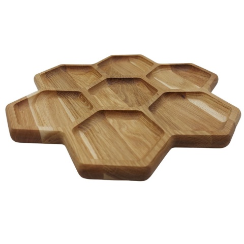 Drewniany Talerz Dekoracyjny do Serwowania – Plaster Miodu z Dębu, 35 cm