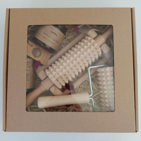 Zestaw Prezentowy dla Kobiety i Mężczyzny Prezent w Pudełku Masażer, Olej, Świeczka