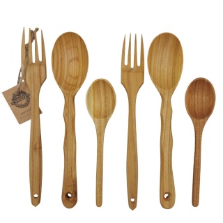 Zestaw Sztućcy Drewnianych Stołowych dla Pary 6 elementów