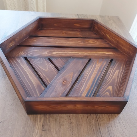 Drewniana Taca Heksagon 52cm – Rustykalna Podstawka pod Świece i Dekoracje Boho