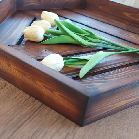 Drewniana Taca Heksagon 52cm – Rustykalna Podstawka pod Świece i Dekoracje Boho