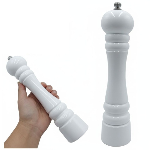 Młynek Do Pieprzu i Soli Ręczny Klasyczny Drewniany 24cm Biały