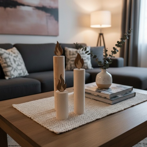 Dodatki do Stroika Naturalne Świeca Drewniana Dekoracyjna x3