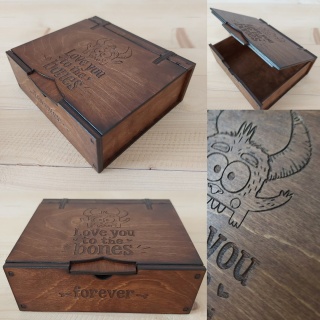 Pudełko Walentynkowe Kocham Cię do szpiku kości Drewniane Rękodzieło