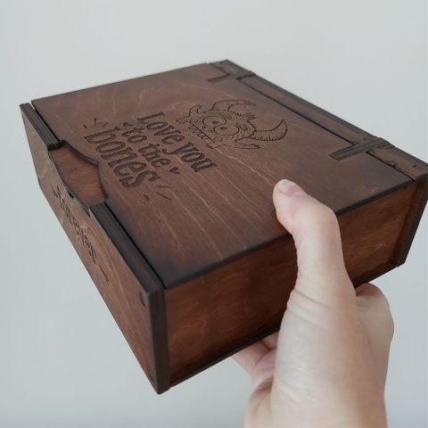 Pudełko Walentynkowe Kocham Cię do szpiku kości Drewniane Rękodzieło