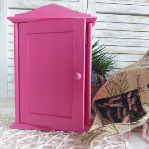 Szafka Na Klucze do Przedpokoju Różowa Dekoracja Ścienna