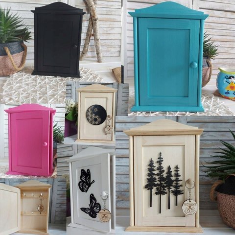 Szafka Na Klucze do Przedpokoju Różowa Dekoracja Ścienna